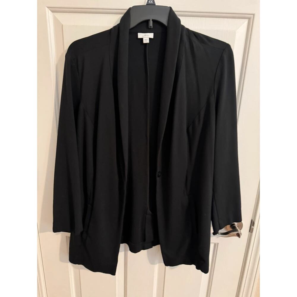 J. JIll Ponte New Stretch Single Button Blazer Pockets Black XL